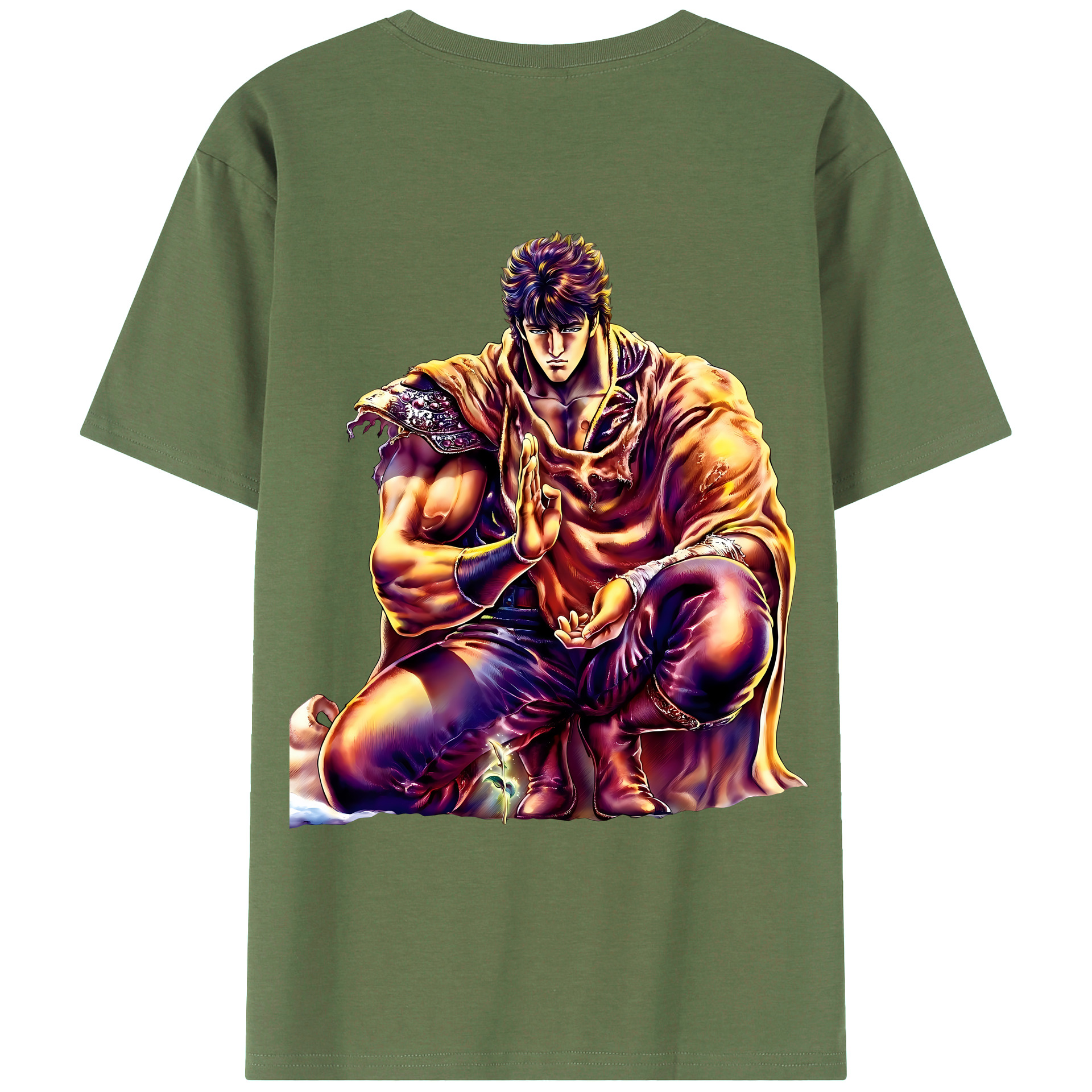 （画像用） 北斗の拳 Fist of the North Star 綿100％ メンズ半袖Tシャツ（バックプリント） 通気性